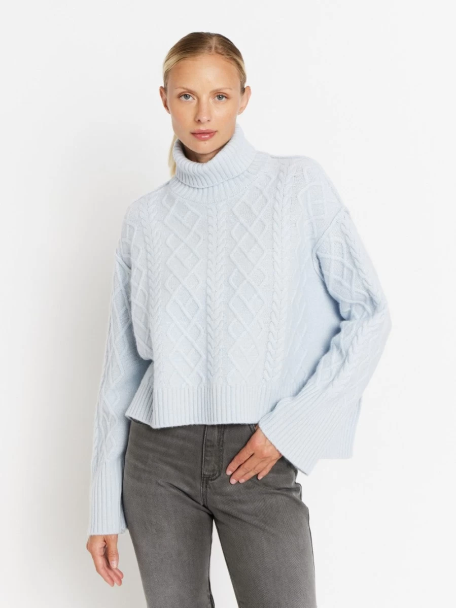 Berenice Women's Alfae Sky Blue Turtleneck Sweater Soft Knit Pullover Top