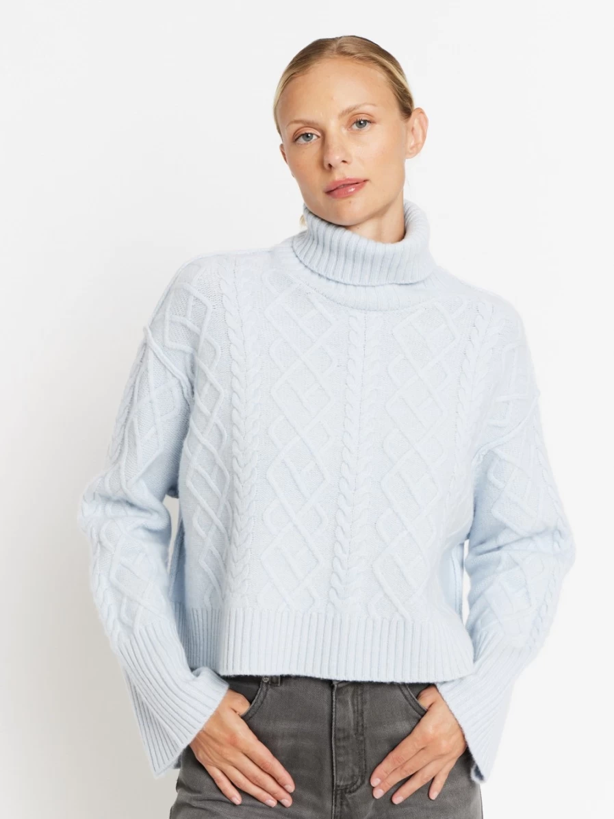 Berenice Women's Alfae Sky Blue Turtleneck Sweater Soft Knit Pullover Top