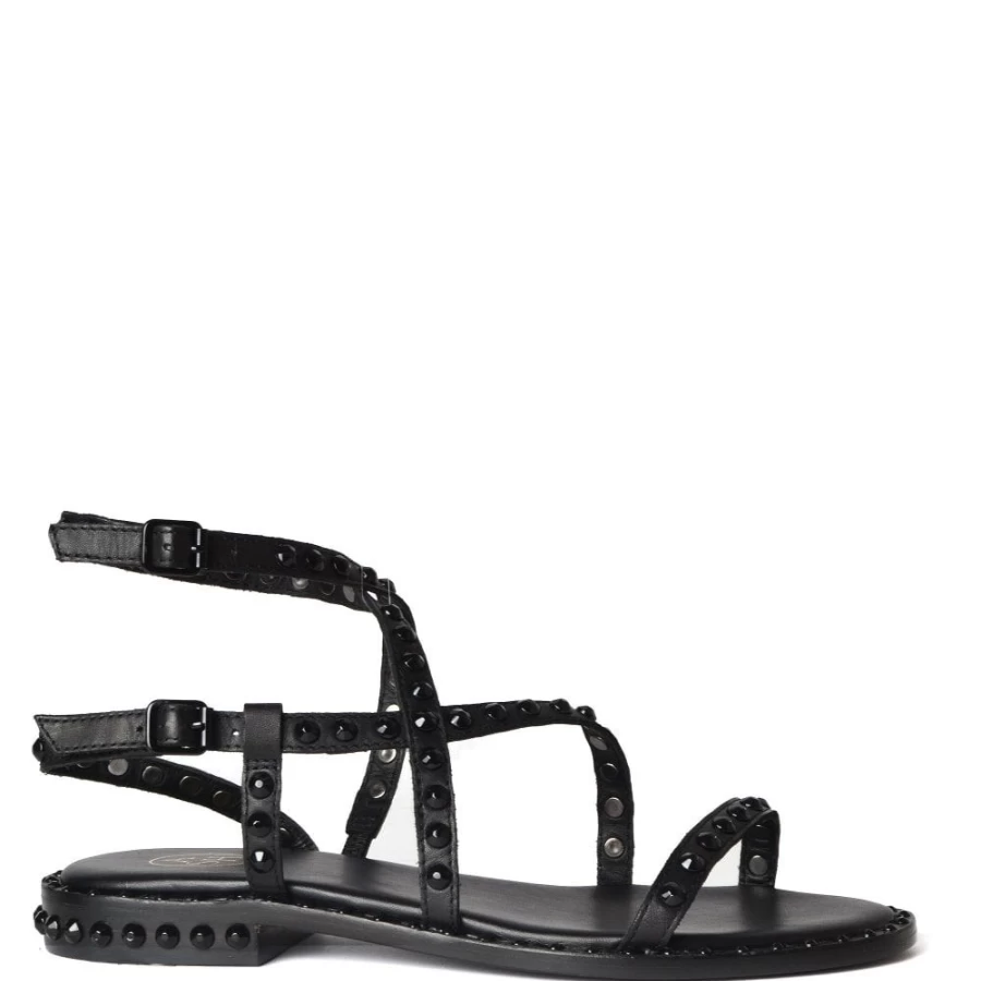 ASH Women's Petra Bis Sandal in Black with Studded Detail