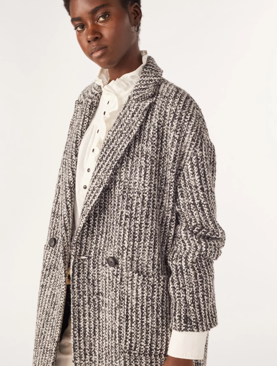 ba&sh Women's Taku Long Coat in Anthracite - Stylish Winter Outerwear