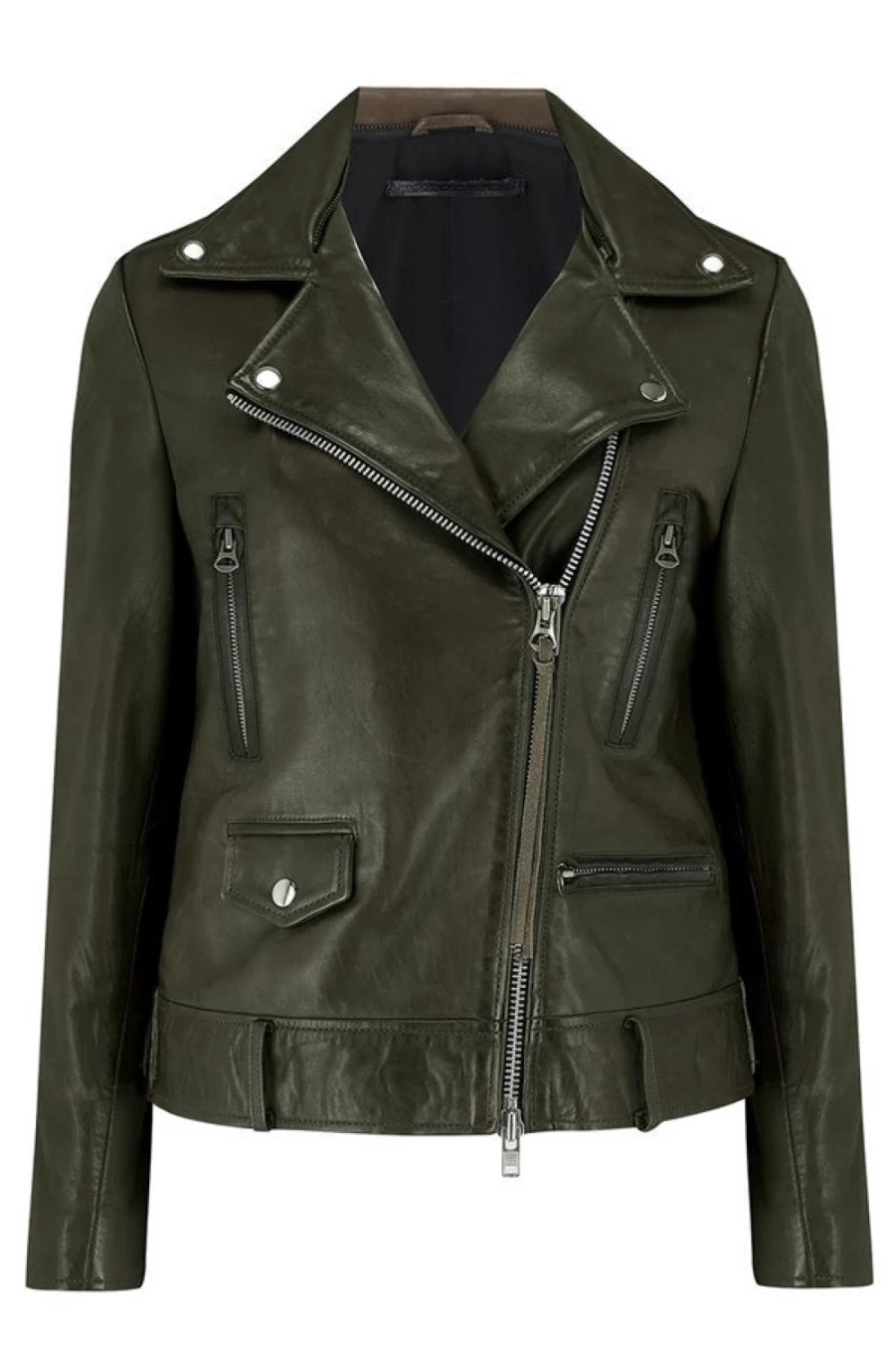 MDK Women's Dark Green Seattle Thin Leather Jacket for Stylish Outerwear