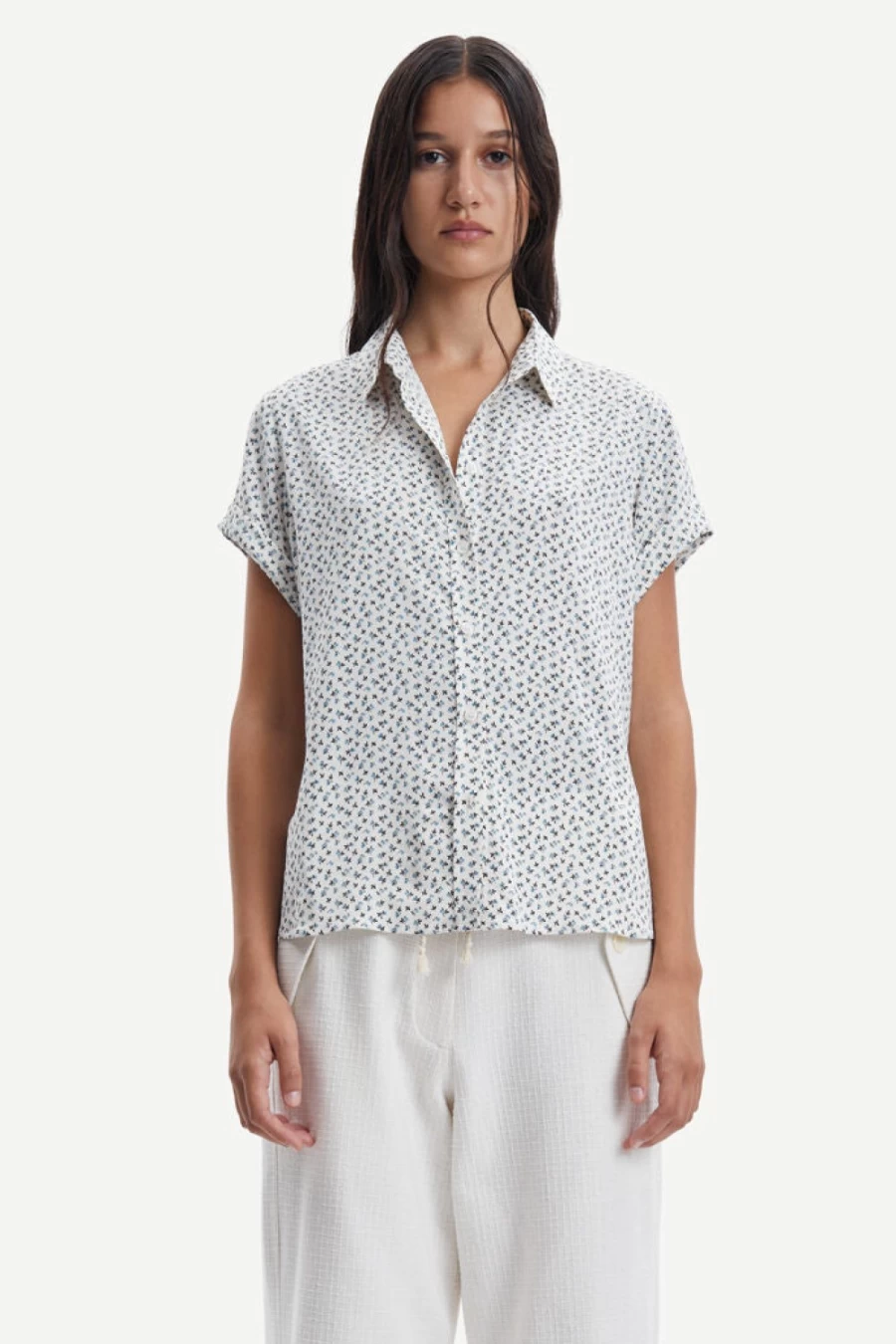 Samsoe Samsoe Women's Majan SS Shirt in Bluebell - Casual Short Sleeve Top