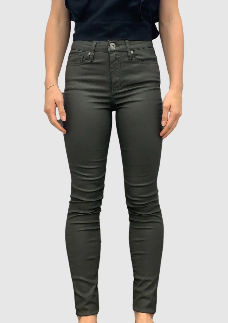 Denim Studio Women's Claire Wax Sateen Khaki Pants - High-Quality Stretch Denim Trousers