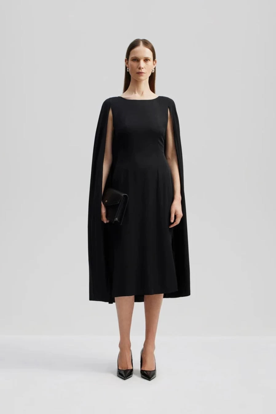BY MALINA Women's Norah Cape Midi Dress - Elegant Cape Sleeve Midi Dress for Women