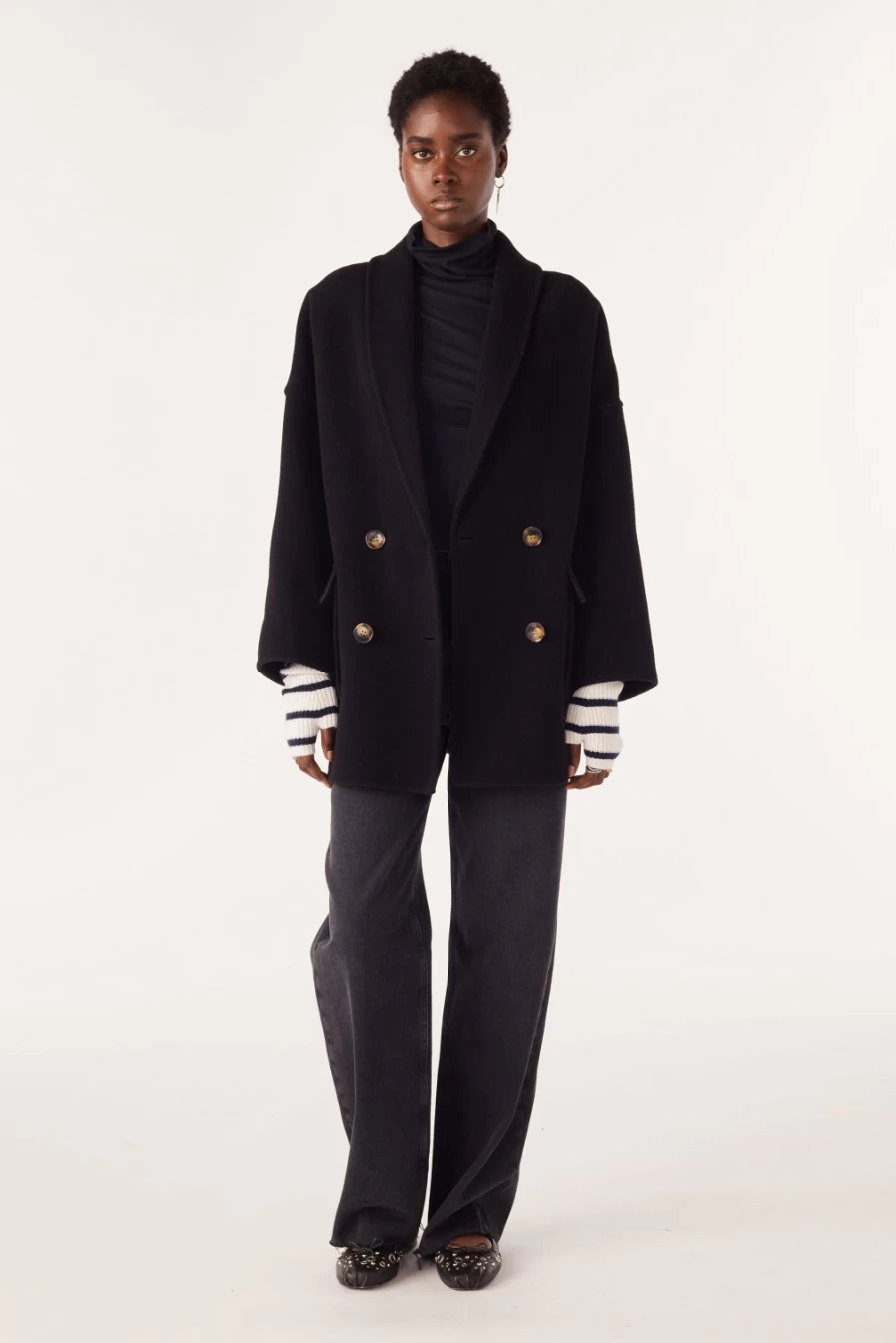 ba&sh Women's Ginta Black Mid-Length Coat