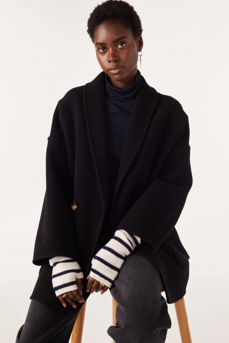 ba&sh Women's Ginta Black Mid-Length Coat