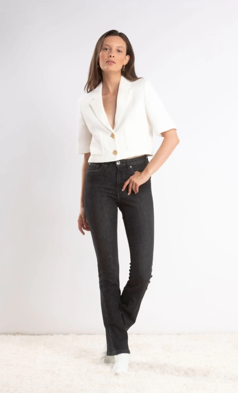 Denim Studio Women's Brooke 34 High-Rise Black Skinny Jeans - Classic Stretch Denim Pants