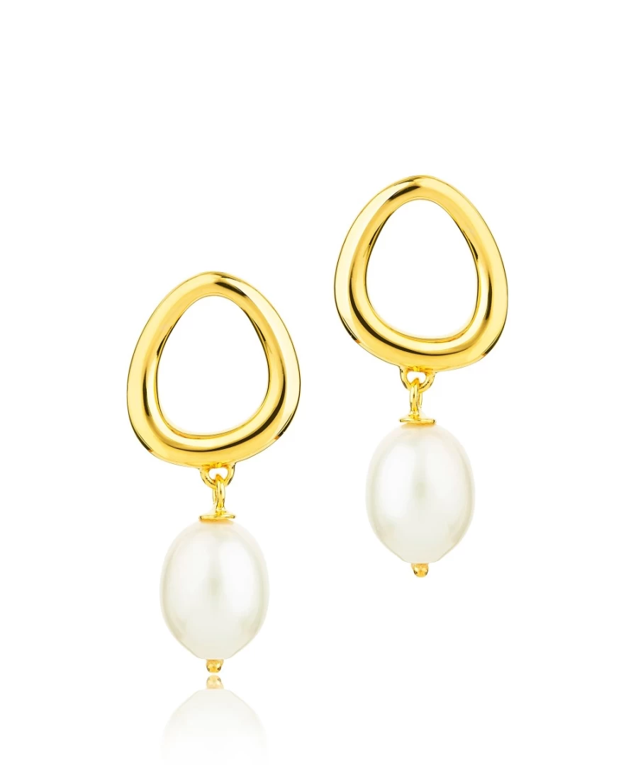 Claudia Bradby Gold Pearl Drop Earrings "This Too Shall Pass" for Women
