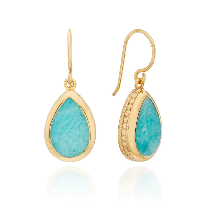 Anna Beck Women's Gold Amazonite Drop Earrings – Handcrafted Dangle Jewelry for Women