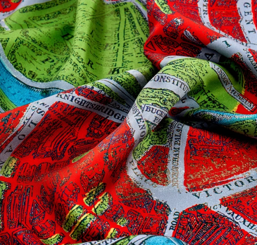 Helen Chatterton Textiles Women's London Silk Scarf - Large, Red, Elegant Fashion Accessory