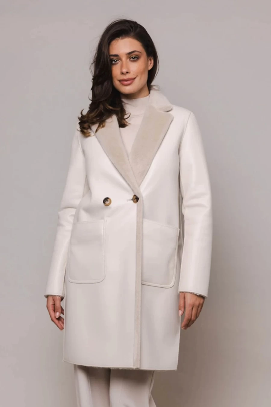 Rino & Pelle Women's Ivon Reversible Coat in Stone Color