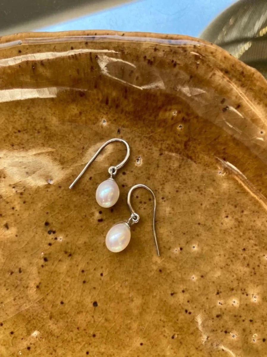 Claudia Bradby Women's Classic Silver Pearl Drop Earrings for Elegant Occasions