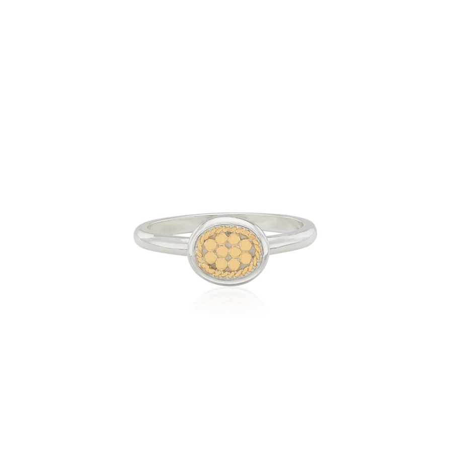 Anna Beck Women's Oval Stacking Rings Set in Gold & Silver - Elegant Layered Band Collection