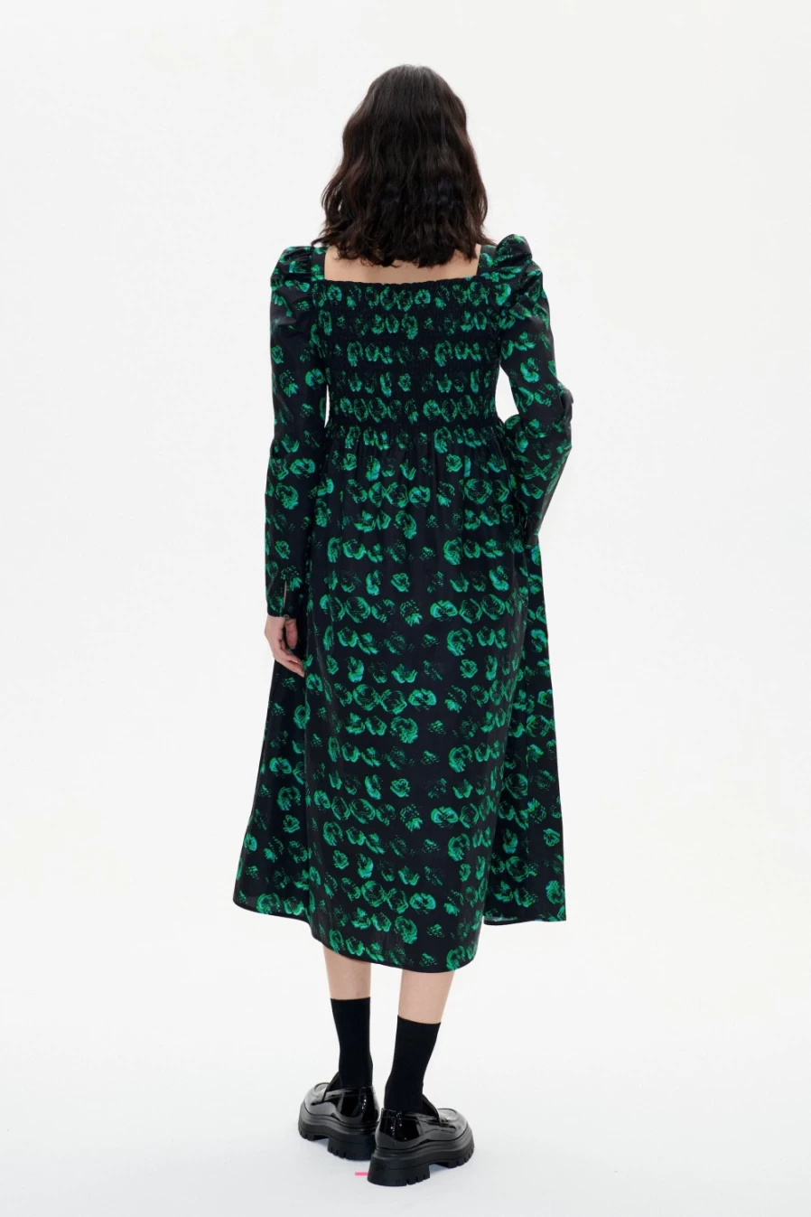 Baum und Pferdgarten Women's Amayra Green Distorted Pansy Floral Dress